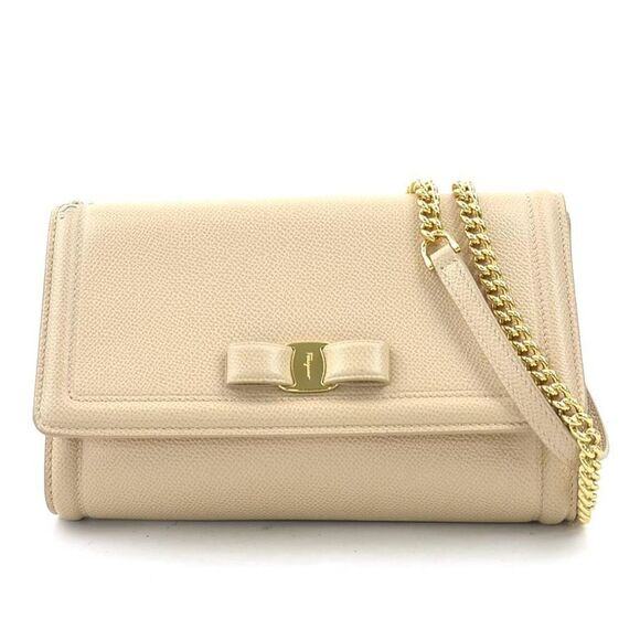 SALVATORE FERRAGAMO Beige Leather Shoulder Bag - Picture 1 of 5